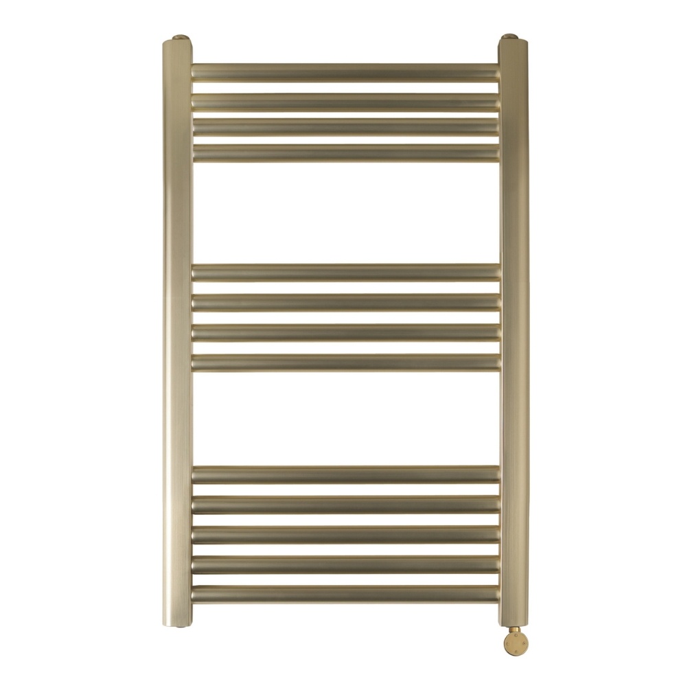 JTP Vos Brushed Brass 800mm x 500mm Electric Towel Rail Cut Out